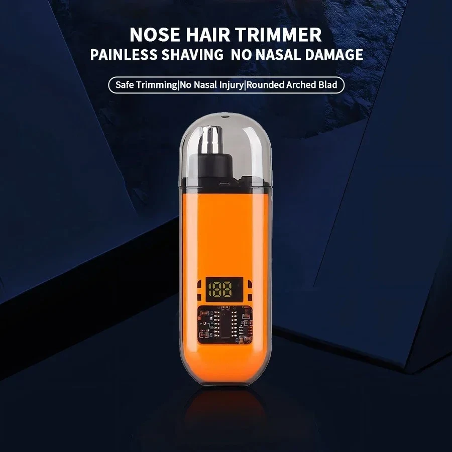 USB Rechargeable Electric Nose & Ear Hair Trimmer with LED Display